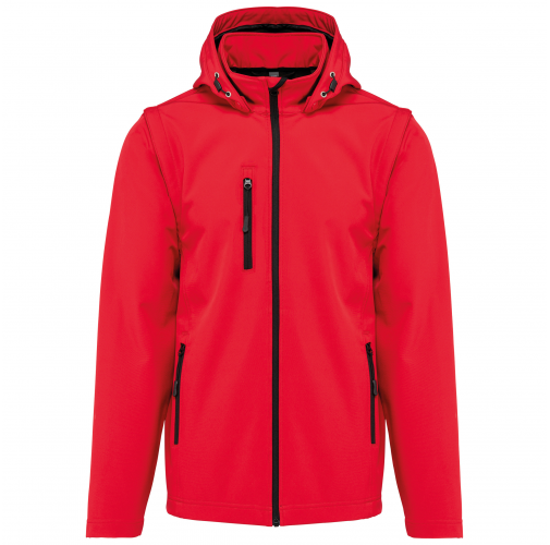 red Chaquetas softshell 3 capas con capucha y mangas extraíbles unisex