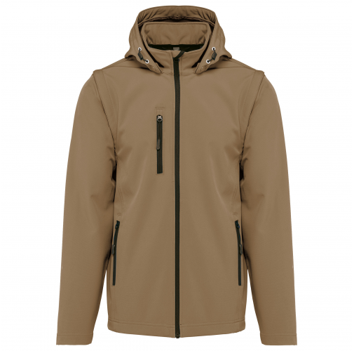 camel Chaquetas softshell 3 capas con capucha y mangas extraíbles unisex