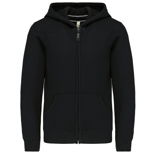 black Sudadera capucha y cremallera niños