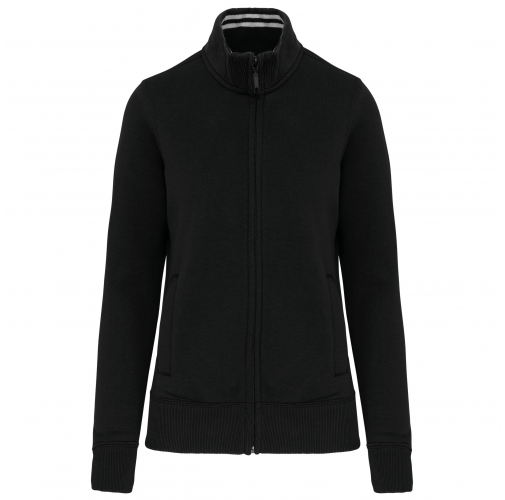 black Chaqueta de felpa con cremallera mujer