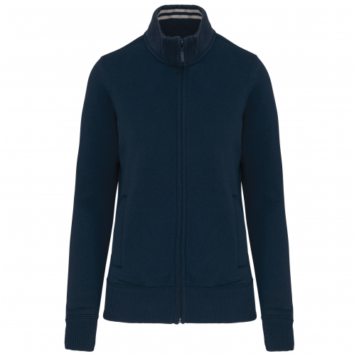 navy Chaqueta de felpa con cremallera mujer