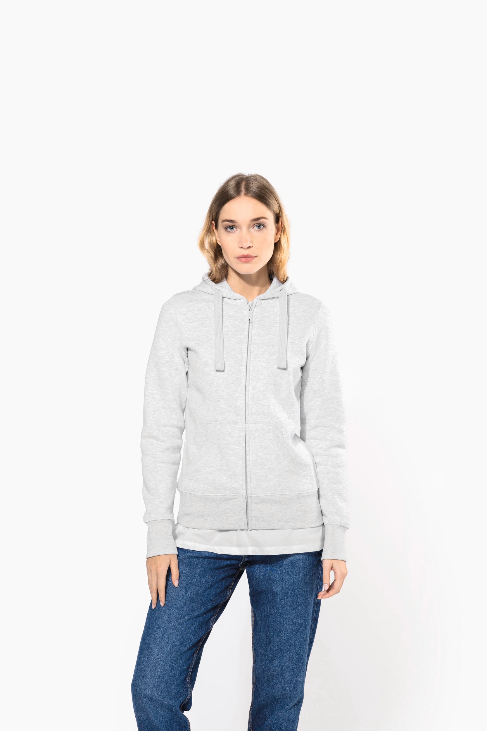 SUDADERA CON CAPUCHA Y CREMALLERA DE MUJER