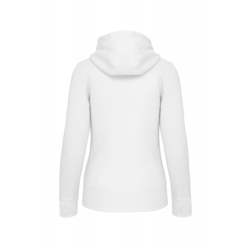 white Sudadera con capucha y cremallera de mujer