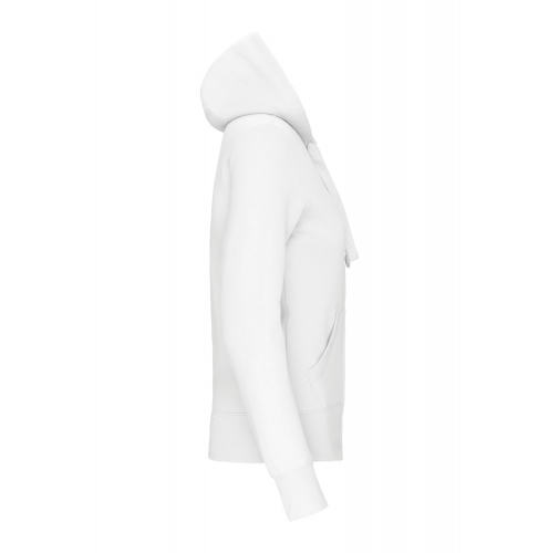 white Sudadera con capucha y cremallera de mujer