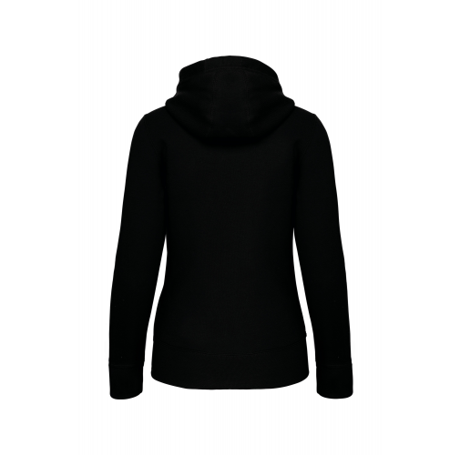 black Sudadera con capucha y cremallera de mujer