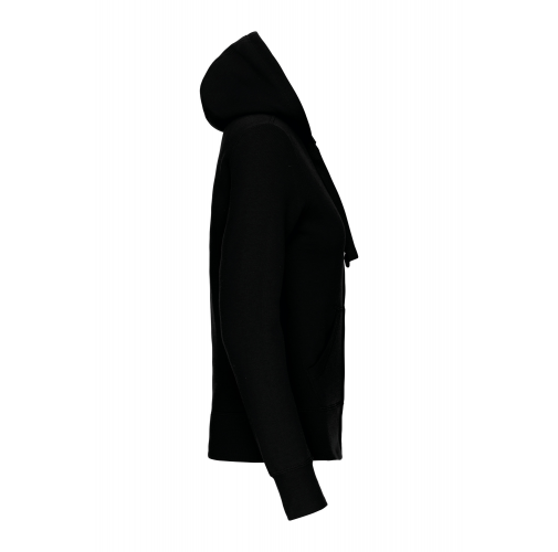 black Sudadera con capucha y cremallera de mujer