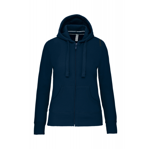 navy Sudadera con capucha y cremallera de mujer