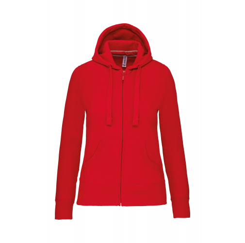 red Sudadera con capucha y cremallera de mujer