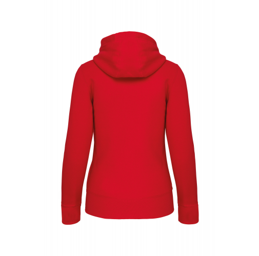 red Sudadera con capucha y cremallera de mujer