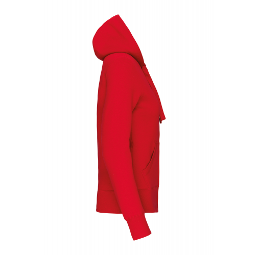red Sudadera con capucha y cremallera de mujer