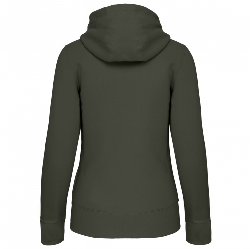 dark khaki Sudadera con capucha y cremallera de mujer