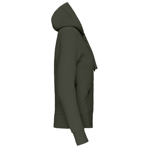 dark khaki Sudadera con capucha y cremallera de mujer