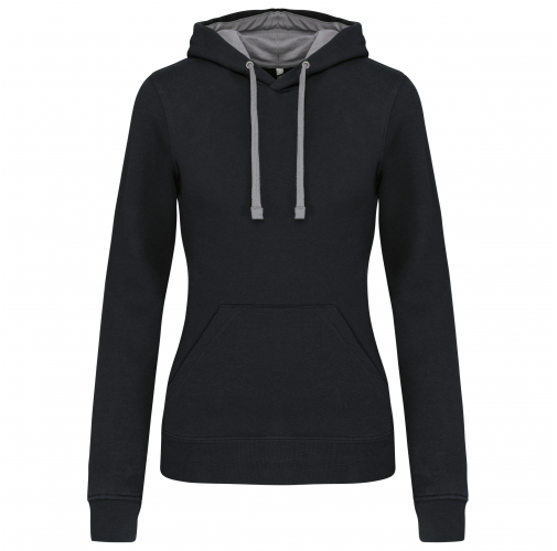 black / fine grey Sudadera capucha contrastada mujer