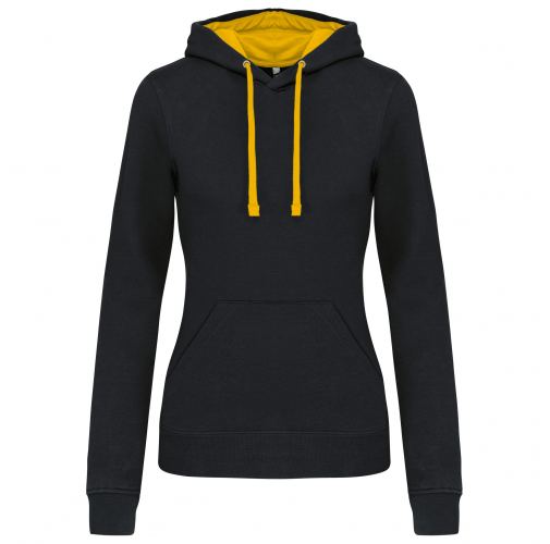black / yellow Sudadera capucha contrastada mujer