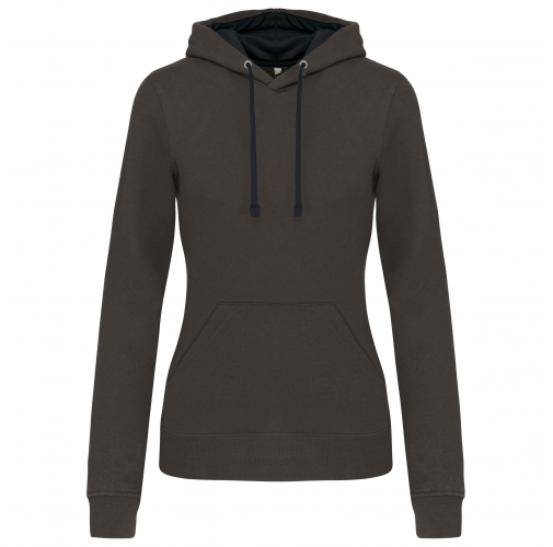 dark grey / black Sudadera capucha contrastada mujer