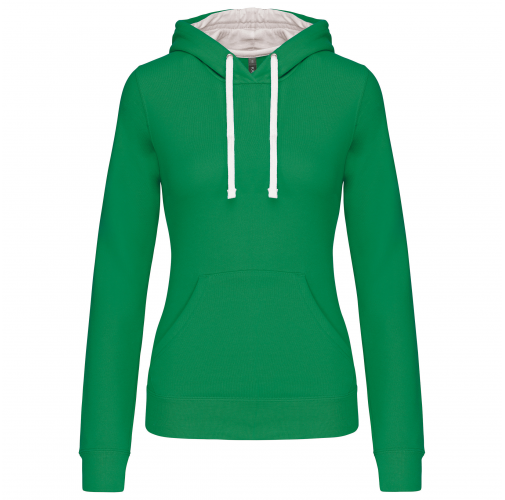 light kelly green / white Sudadera capucha contrastada mujer