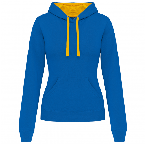 light royal blue / yellow Sudadera capucha contrastada mujer