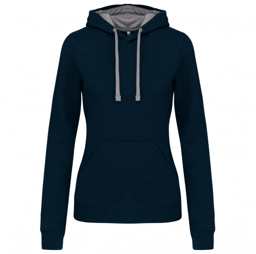 navy / fine grey Sudadera capucha contrastada mujer