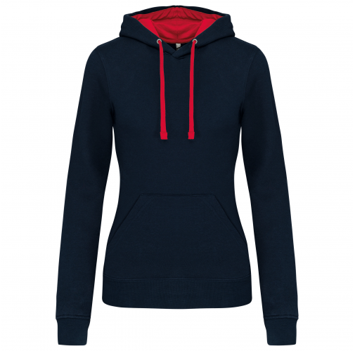 navy / red Sudadera capucha contrastada mujer