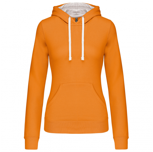 orange / white Sudadera capucha contrastada mujer