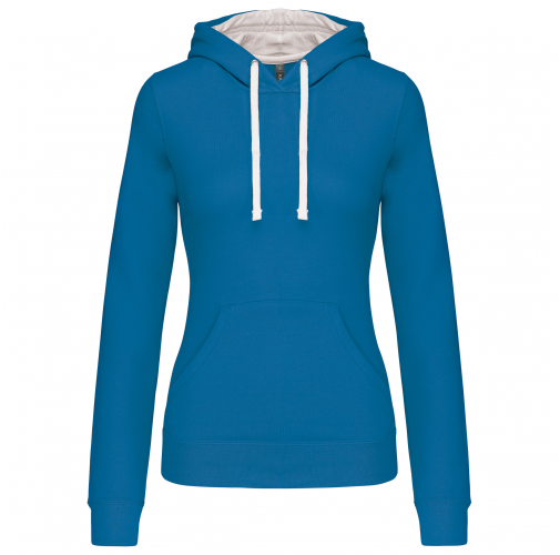 tropical blue / white Sudadera capucha contrastada mujer