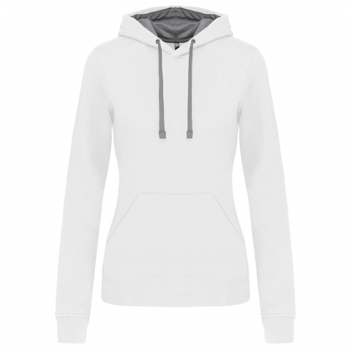 white / fine grey Sudadera capucha contrastada mujer