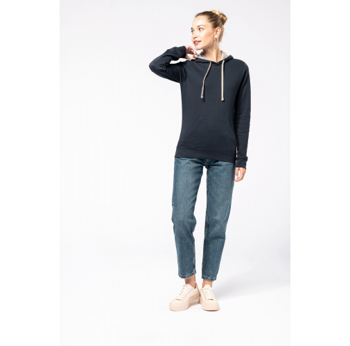 Sudadera capucha contrastada mujer