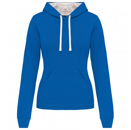 light royal blue / white Sudadera capucha contrastada mujer