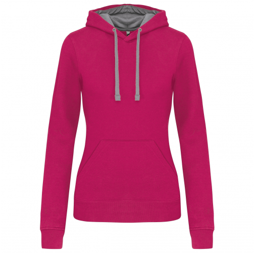 fuchsia / fine grey Sudadera capucha contrastada mujer