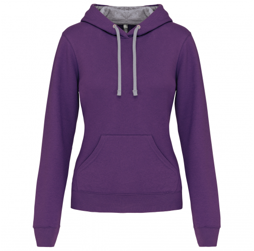 purple / oxford grey Sudadera capucha contrastada mujer