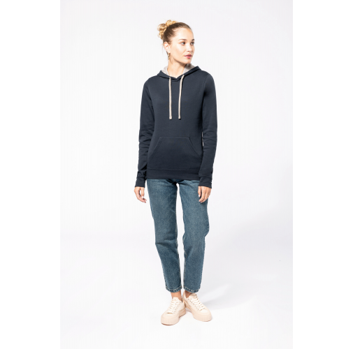 Sudadera capucha contrastada mujer