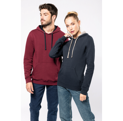 Sudadera capucha contrastada mujer