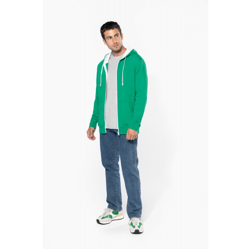 Sudadera capucha y cremallera contrastada