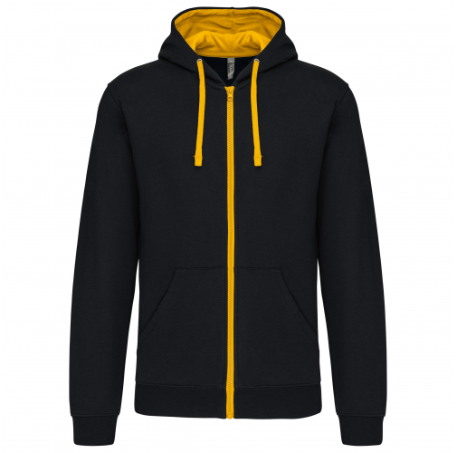 black / yellow Sudadera capucha y cremallera contrastada