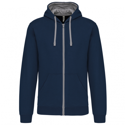 navy / fine grey Sudadera capucha y cremallera contrastada
