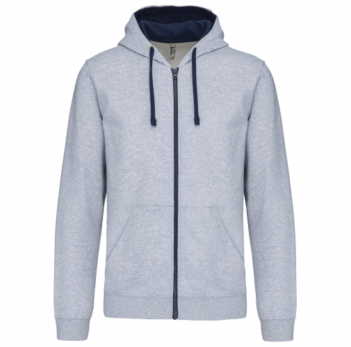 oxford grey / navy Sudadera capucha y cremallera contrastada