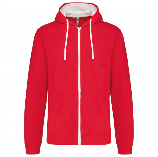 red / white Sudadera capucha y cremallera contrastada