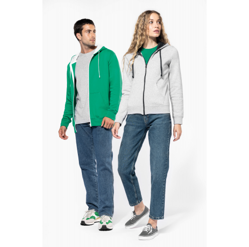 Sudadera capucha y cremallera contrastada