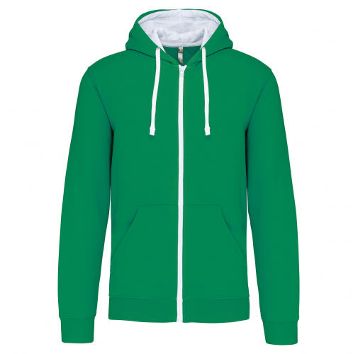 light kelly green / white Sudadera capucha y cremallera contrastada