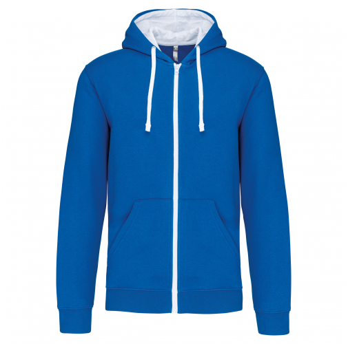 light royal blue / white Sudadera capucha y cremallera contrastada