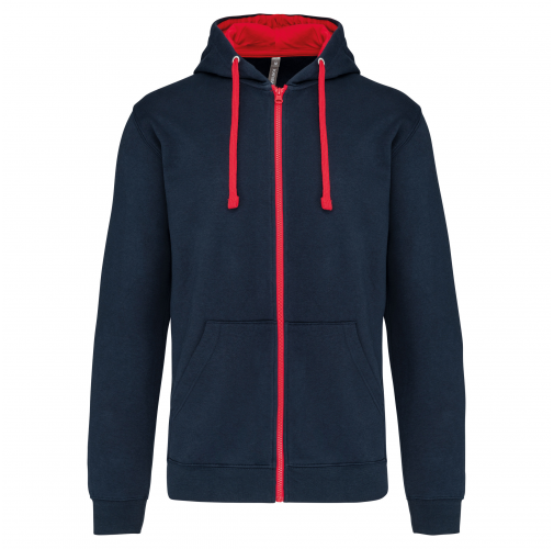 navy / red Sudadera capucha y cremallera contrastada