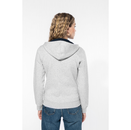 Sudadera capucha y cremallera contrastada mujer