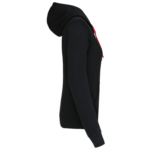 black / red Sudadera capucha y cremallera contrastada mujer