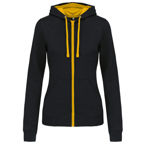 black / yellow Sudadera capucha y cremallera contrastada mujer