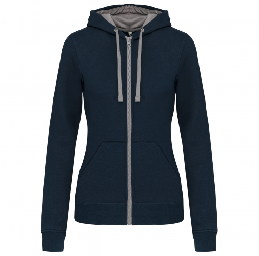 navy / fine grey Sudadera capucha y cremallera contrastada mujer