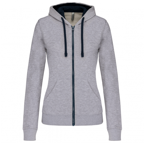 oxford grey / navy Sudadera capucha y cremallera contrastada mujer