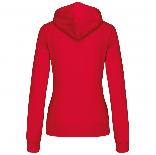 red / white Sudadera capucha y cremallera contrastada mujer