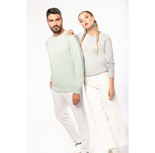 Sudadera algodón orgánico con cuello redondo y mangas raglán