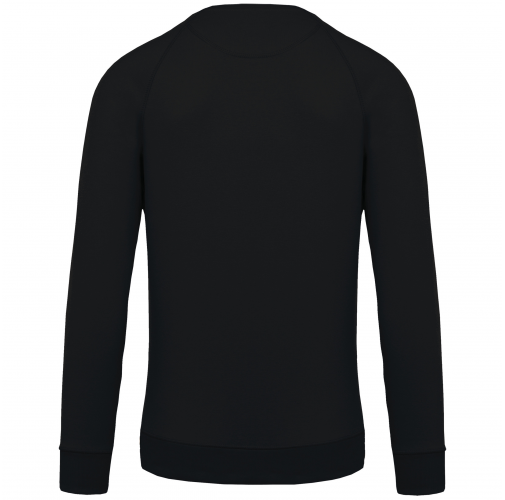 black Sudadera algodón orgánico con cuello redondo y mangas raglán