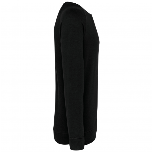 black Sudadera algodón orgánico con cuello redondo y mangas raglán